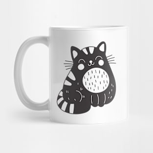 Linocut Style Black Cat Mug